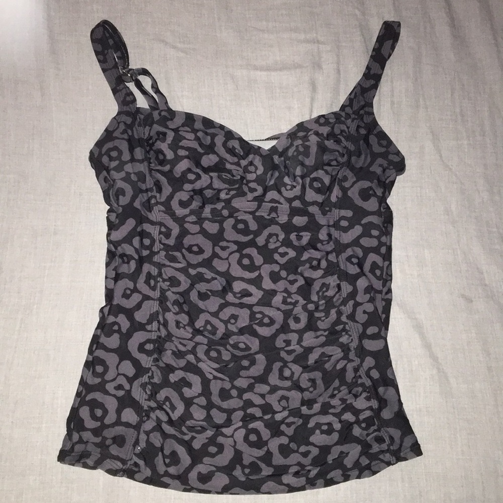 Merona Black and Grey Cheetah Print Tankini